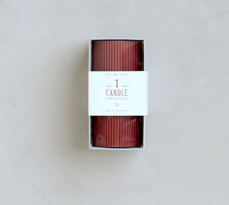 Fancy Ribbed Pillar Clay Candle
